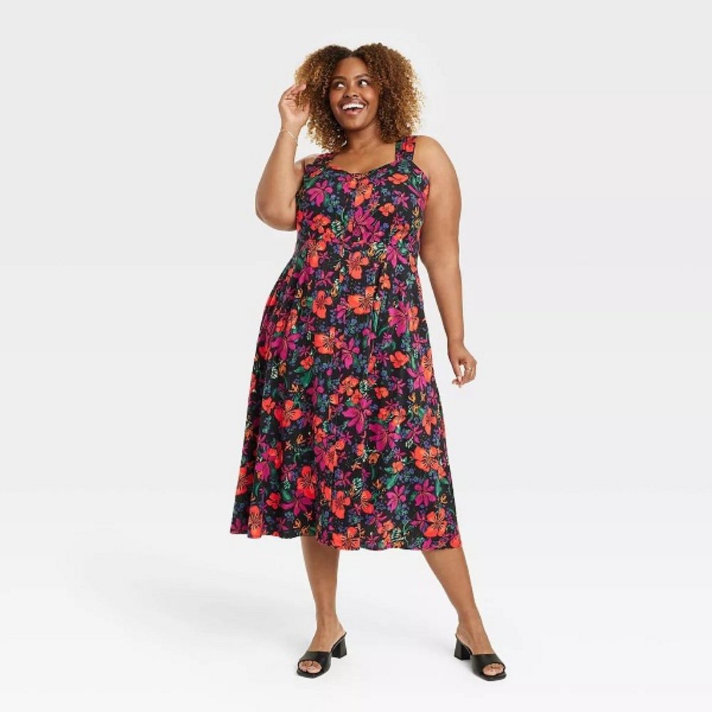 Ava & Viv Women's Button-Front Midi Dress